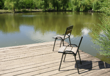 Backyard pond dock idea