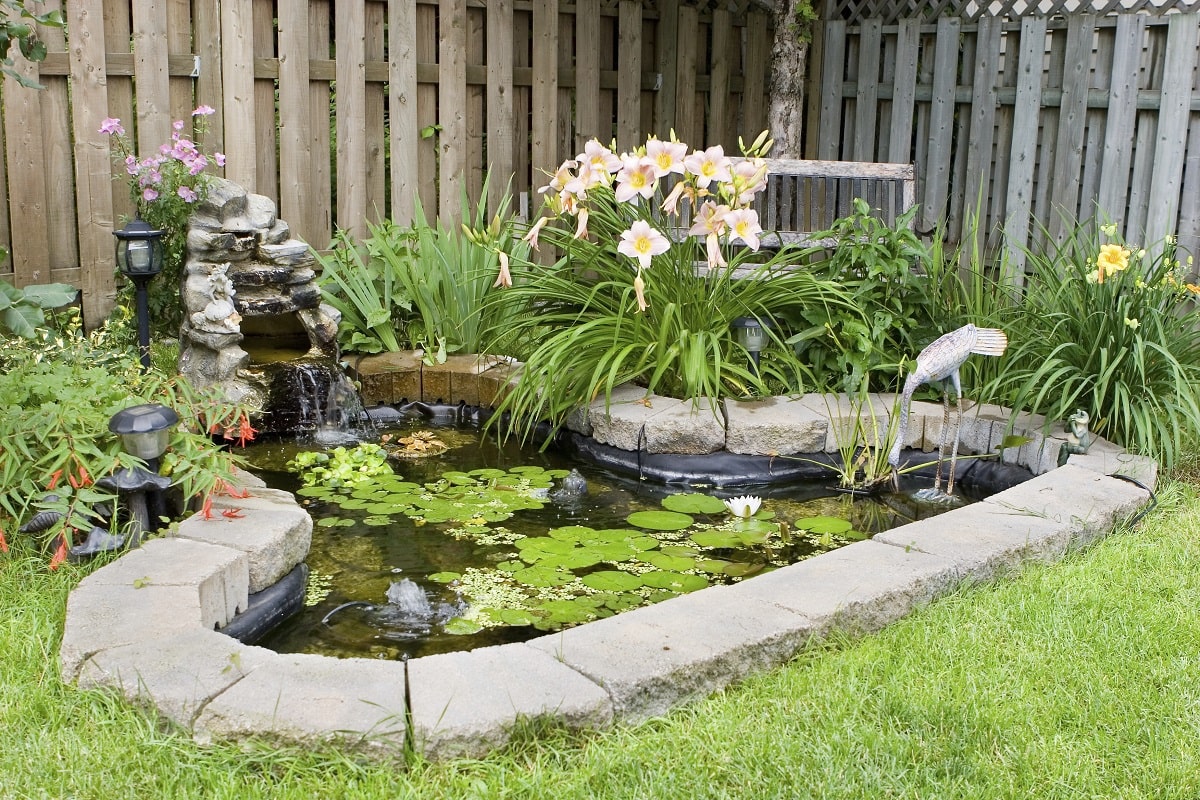 Small Corner Yard Waterfall Pond Idea 2