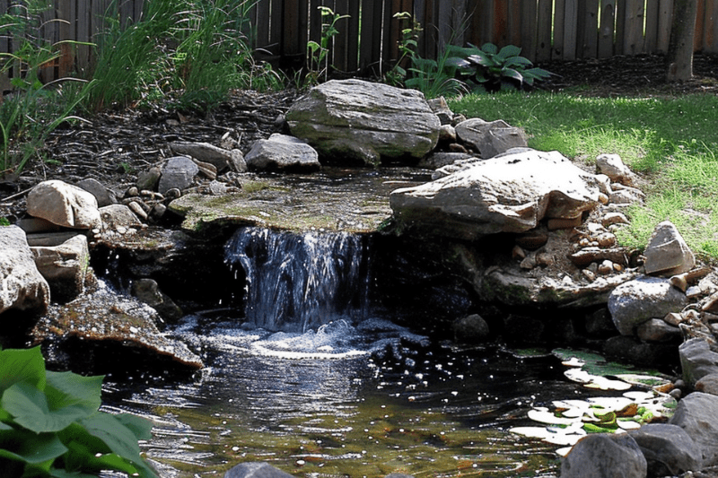 Small Corner Yard Waterfall Pond Idea 15
