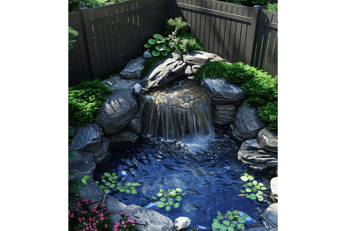 Small Corner Yard Waterfall Pond Idea 16