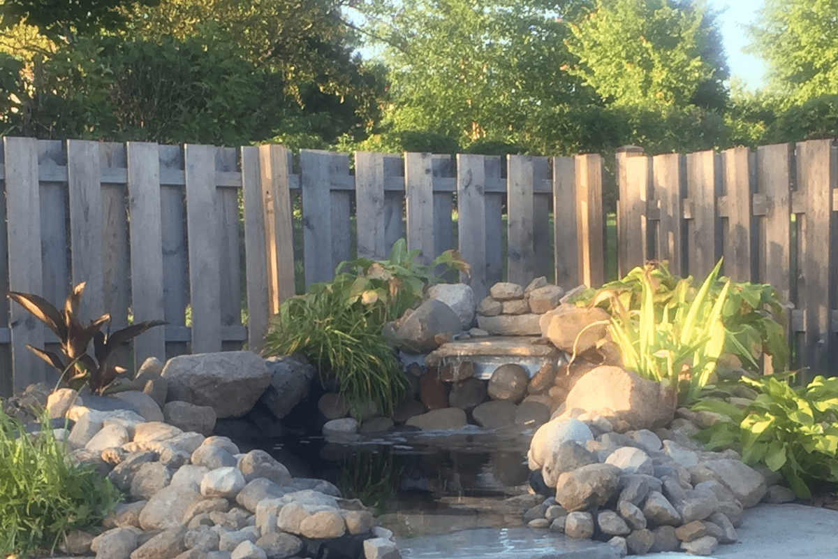 Small Corner Yard Waterfall Pond Idea 14