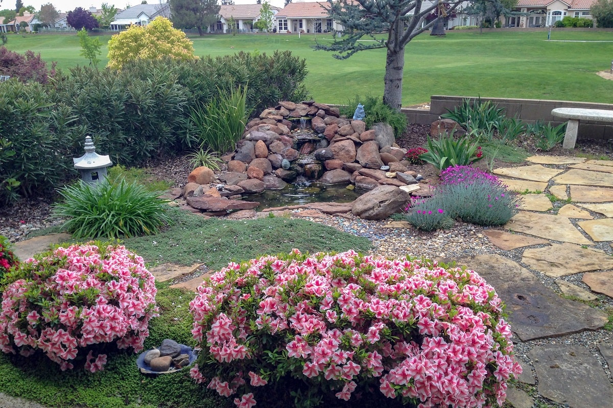 Small Corner Yard Waterfall Pond Idea 4